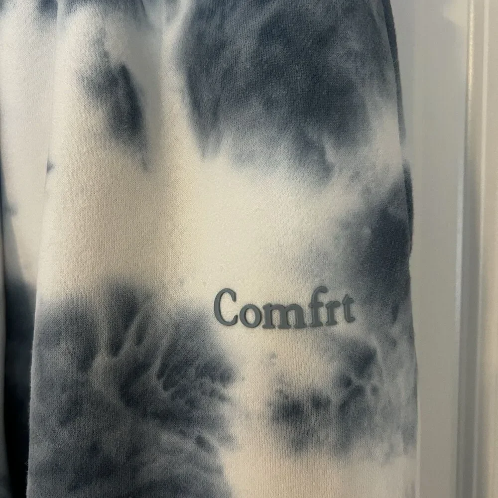 Comfrt Youth Large Blue White Tie Dye Fleece Joggers Athleisure Unisex